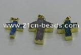 NGP3437 20*22mm - 25*35mm cross druzy agate gemstone pendants