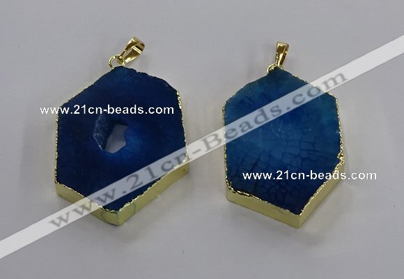 NGP3497 25*40mm - 30*45mm hexagon druzy agate pendants
