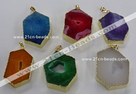 NGP3501 25*40mm - 30*45mm hexagon druzy agate pendants