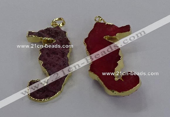 NGP3533 22*58mm - 25*55mm seahorse agate gemstone pendants