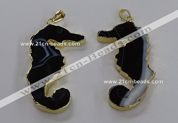 NGP3547 22*58mm - 25*55mm seahorse agate pendants wholesale