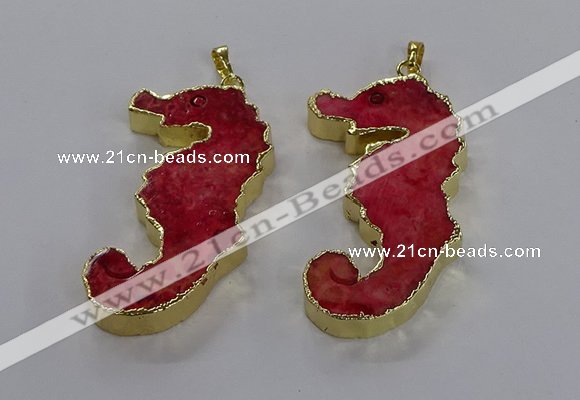 NGP3553 22*58mm - 25*55mm seahorse fossil coral pendants