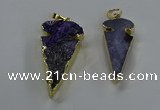 NGP3614 15*30mm - 20*40mm arrowhead druzy agate pendants