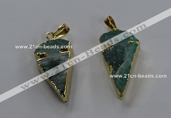 NGP3617 15*30mm - 20*40mm arrowhead druzy agate pendants