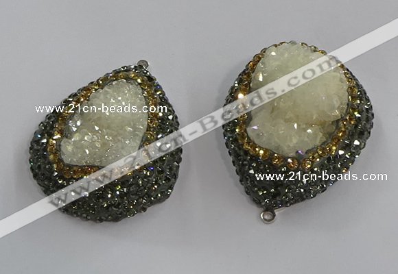 NGP3683 35*45mm teardrop plated druzy agate pendants wholesale