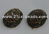 NGP3690 35*45mm oval plated druzy agate gemstone pendants