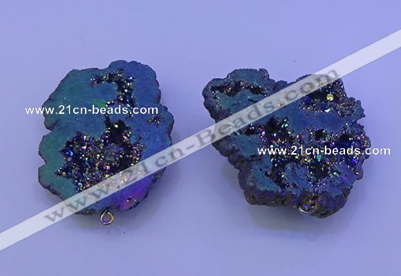 NGP3721 28*35mm - 40*45mm freeform plated druzy agate pendants