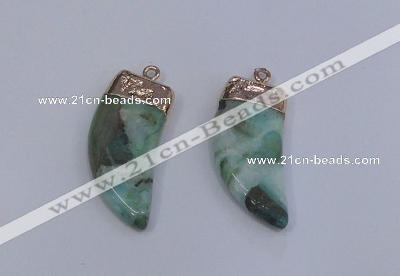 NGP4005 15*30mm - 16*35mm horn druzy quartz gemstone pendants
