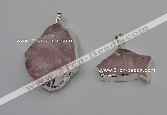 NGP4140 20*30mm - 35*45mm freeform rose quartz pendants wholesale