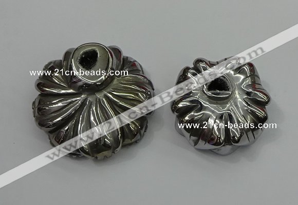 NGP4145 40*45mm - 50*55mm flower plated druzy agate pendants