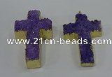 NGP4174 30*48mm - 32*50mm cross druzy quartz pendants wholesale