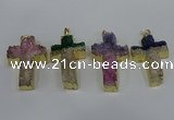 NGP4182 30*48mm - 32*50mm cross druzy quartz pendants wholesale