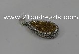 NGP4275 14*23mm flat teardrop plated quartz pendants wholesale