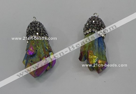 NGP4298 10*30mm - 15*45mmmm nuggets plated quartz pendants
