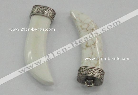 NGP4520 15*55mm - 15*60mm horn white turquoise pendants wholesale