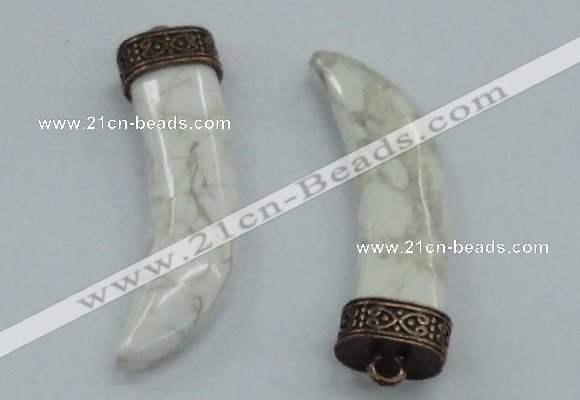 NGP4522 15*55mm - 15*60mm horn white turquoise pendants wholesale