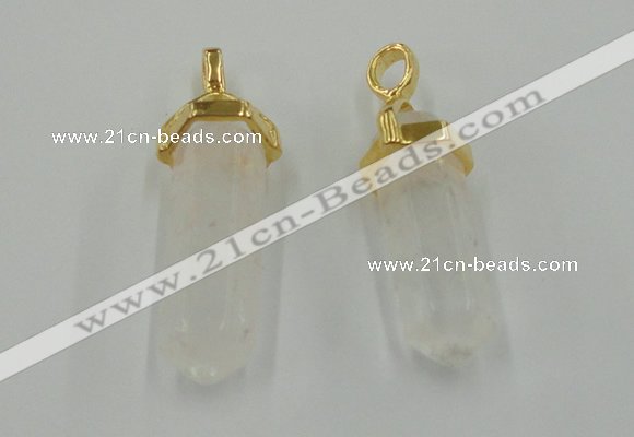 NGP5026 8*30mm sticks white crystal gemstone pendants wholesale