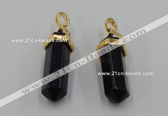 NGP5032 8*30mm sticks blue goldstone pendants wholesale