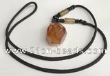 NGP5589 Agate nugget pendant with nylon cord necklace