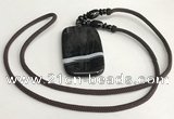 NGP5678 Agate rectangle pendant with nylon cord necklace