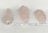 NGP5771 22*48mm - 25*55mm flat teardrop rose quartz pendants