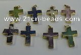 NGP6044 30*40mm - 35*45mm cross mixed gemstone pendants