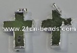 NGP6046 30*40mm - 35*45mm cross green rutilated quartz pendants
