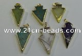 NGP6068 20*40mm - 25*45mm arrowhead mixed gemstone pendants