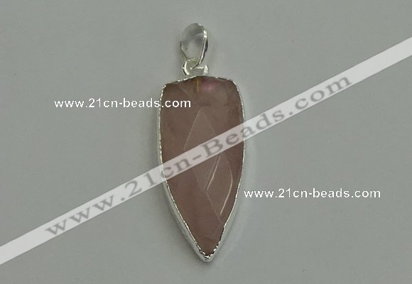 NGP6111 12*35mm - 15*40mm arrowhead rose quartz pendants