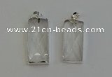 NGP6180 14*30mm - 15*38mm faceted rectangle white crystal pendants