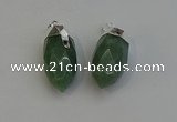 NGP6227 12*28mm - 15*30mm faceted bullet green aventurine pendants
