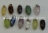 NGP6230 12*28mm - 15*30mm faceted bullet mixed gemstone pendants