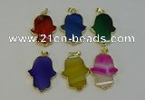 NGP6263 22*40mm - 25*45mm hamsahand agate gemstone pendants