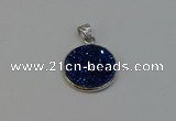 NGP6265 20mm flat round plated druzy agate pendants wholesale
