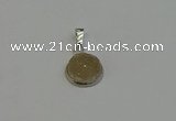 NGP6278 14mm flat round druzy agate gemstone pendants wholesale
