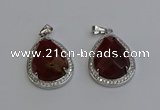 NGP6342 25*30mm teardrop red rabbit hair pendants wholesale
