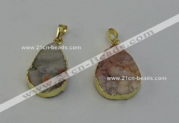 NGP6390 20*30mm - 25*30mm flat teardrop druzy agate pendants