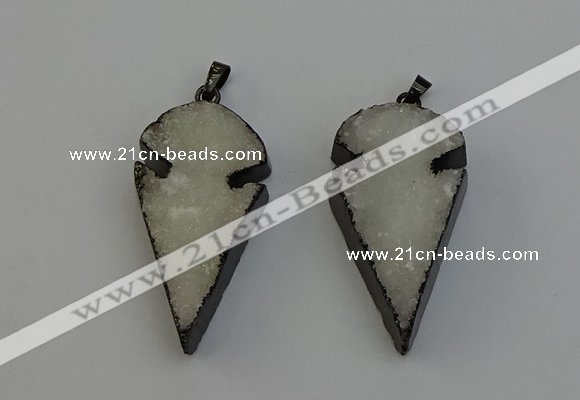 NGP6396 20*40mm - 25*45mm arrowhead druzy agate pendants