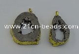 NGP6506 30*40mm - 35*45mm freeform plated druzy agate pendants