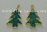 NGP6578 30*40mm - 32*40mm Christmas tree sea sediment jasper pendants
