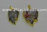 NGP6687 20*25mm - 25*30mm leaf agate gemstone pendants wholesale