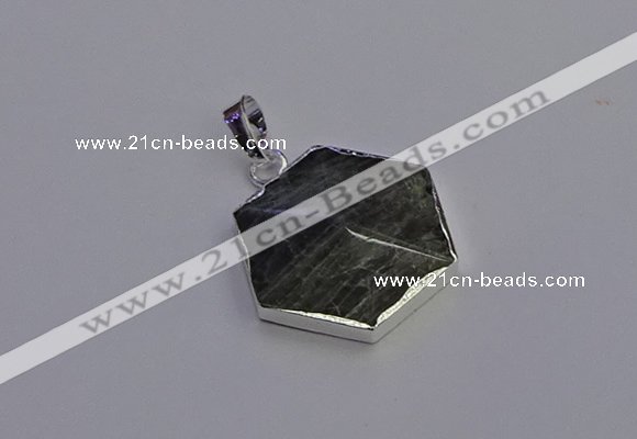 NGP6836 24*25mm hexagon labradorite gemstone pendants wholesale