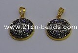 NGP6890 20mm - 22mm coin druzy agate pendants wholesale