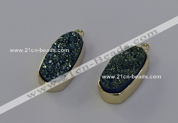 NGP6909 10*22mm - 12*25mm freeform plated druzy quartz pendants