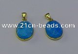 NGP6951 15*20mm faceted oval white howlite turquoise pendants