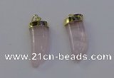 NGP6993 12*40mm - 15*45mm horn rose quartz pendants wholesale