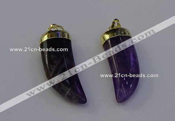 NGP6995 12*40mm - 15*45mm horn amethyst pendants wholesale