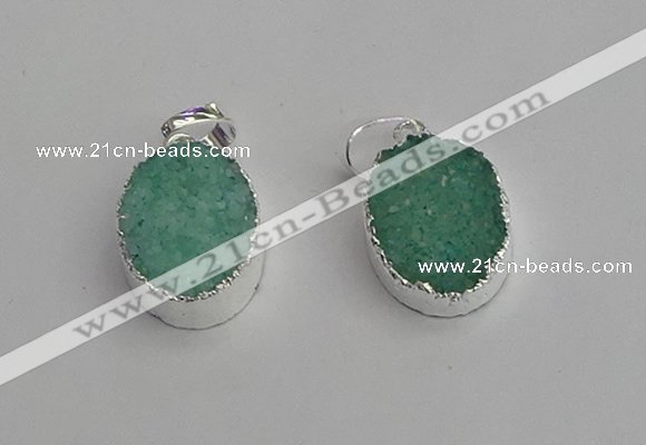 NGP7189 15*20mm oval druzy quartz pendants wholesale
