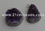 NGP7233 25*40mm - 30*40mm freeform druzy amethyst pendants