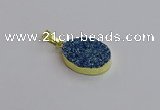 NGP7493 15*20mm oval plated druzy agate gemstone pendants